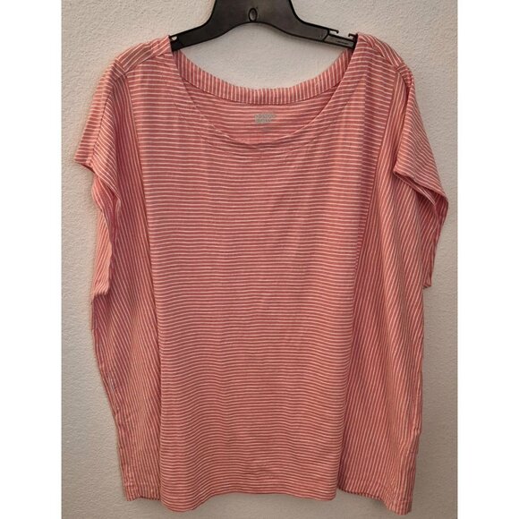 Lands' End Pink Striped Oversize 100% Cotton Boxy Top 2X EUC - Picture 2 of 7